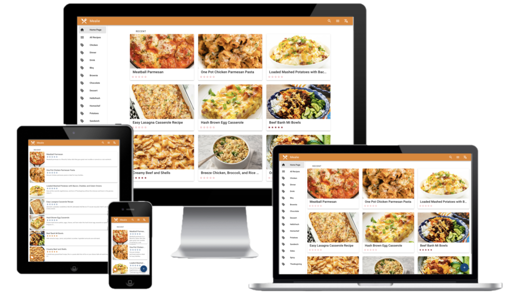 Mealie recipe manager home screen showing recipe collection
