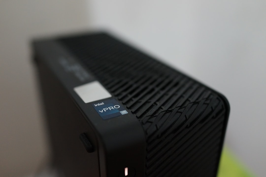 Black desktop computer with intel vpro.